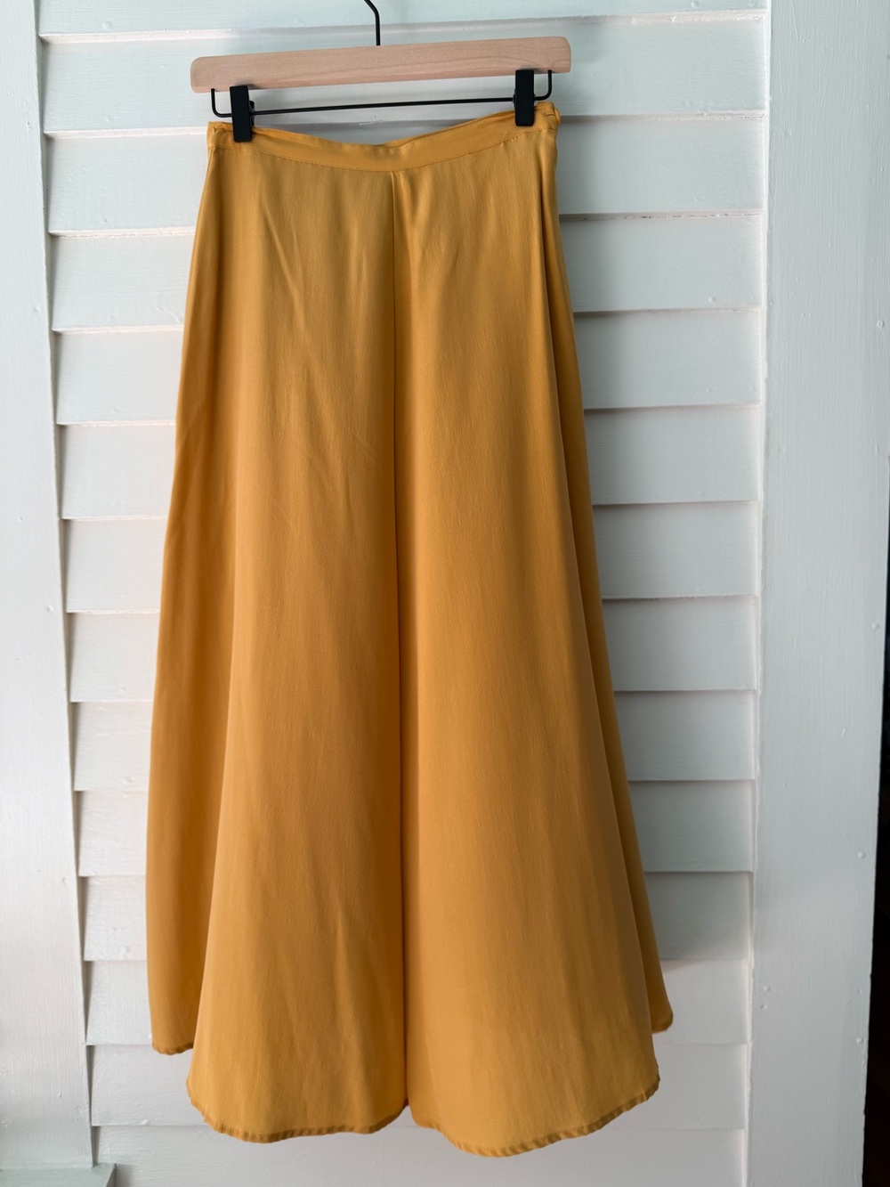 Vintage Stephanie Andrews 100% Silk Mustard Maxi A-Line Skirt Size 6 NWT